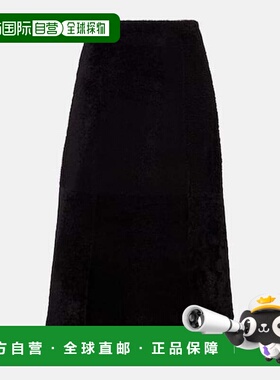 1h可退 香港直邮YVES SALOMON 女士 毛羊皮长款半身裙 brown棕色