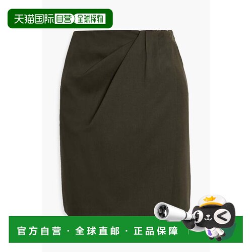 香港直邮THEORY 希尔瑞 女士 垂褶羊毛混纺斜纹布迷你半身裙 N031