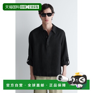自营欧洲直邮COS 男士黑色亚麻长袖衬衫