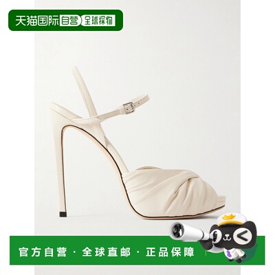 1h可退 Jimmy Choo 周仰杰 女士 Elly 120 皮质凉鞋 ELLY120DQZLA