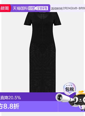 Black Column Dress With Slits连衣裙