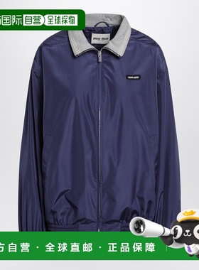 1h可退 香港直邮Miu Miu 缪缪 女士 宝蓝色高科技府绸套头上衣 ML