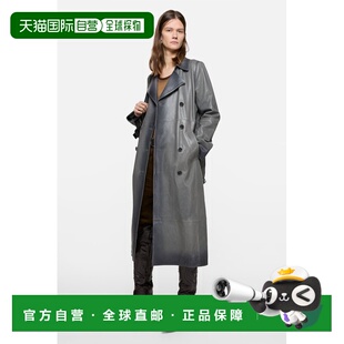 自营欧洲直邮Acne Studios 女士炭灰色皮革渐变风衣