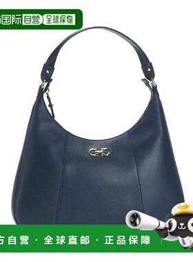 香港直邮Salvatore Ferragamo 深蓝色马蹄扣手提包 21E379 时尚通