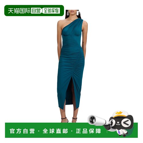 香港直邮Self-Portrait 单肩褶饰中长连衣裙性感【付后1h可退】