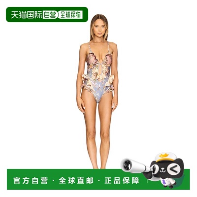 1h可退 香港直邮ZIMMERMANN 女士 Tallow 瀑布褶边连身连体泳衣 3