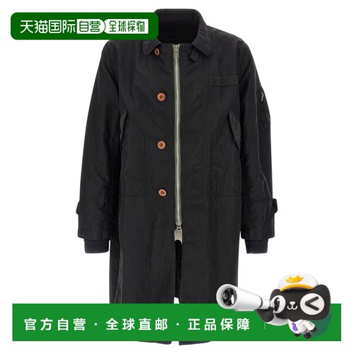1h可退 香港直邮SACAI 男士大衣 2603912M001 SS2026 黑色 褶皱斜