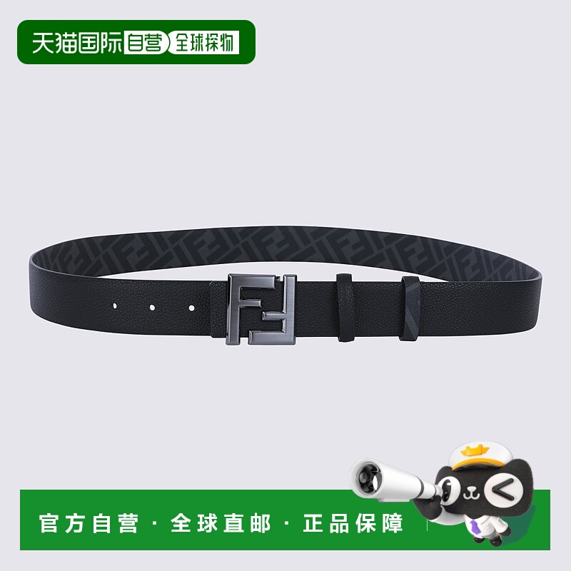 1h可退 香港直邮Fendi 芬迪 男士 轻微划痕 小牛皮 皮带 男款 黑