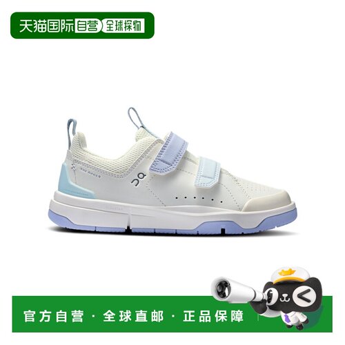 欧洲直邮ON昂跑 THE ROGER儿童象牙白/浅紫蓝色聚酰胺魔术贴运动