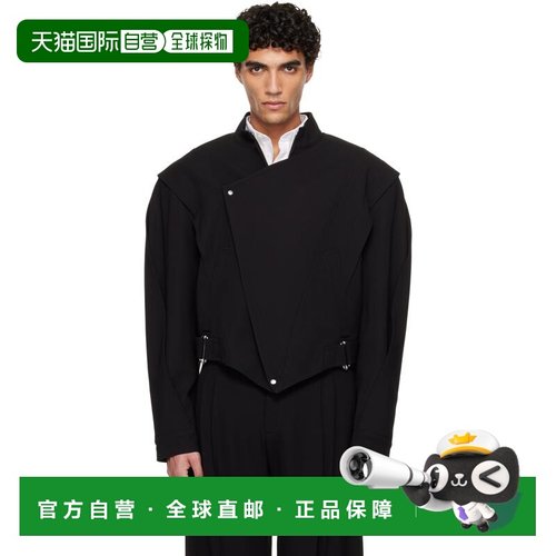 1h可退 香港直邮Mugler 穆勒 男士 黑色 Asymmetric Officer 夹克