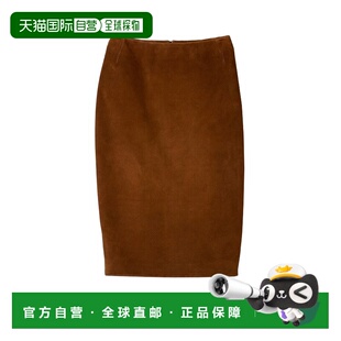 自营欧洲直邮MiuMiu 女士黄色皮革背面开衩压花徽标蜡面半 24新款