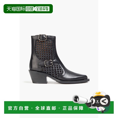 香港直邮Chloe 蔻依 女士 Nellie 编织皮质牛仔靴子 CHC23S807CCW