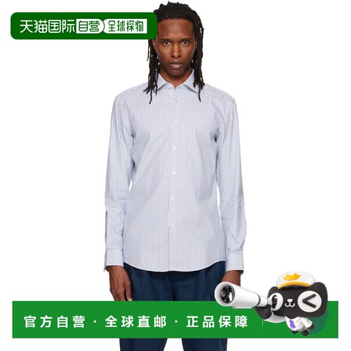 1h可退 香港直邮Hugo 雨果 男士 白色 & 蓝色 Slim-Fit Oxford Co