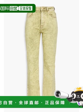 香港直邮GANNI 甘尼 女士 涂层高腰直筒牛仔裤 J17186805324GOLDE