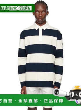香港直邮Moncler 盟可睐 男士 白色 & 海军蓝条纹 Polo 衫 J20918