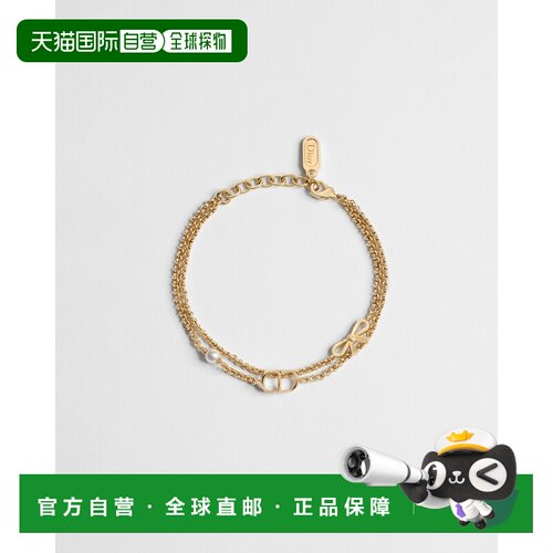 自营1h可退 欧洲直邮Dior迪奥 CD Mini Bow女士金色/白色珍珠蝴蝶