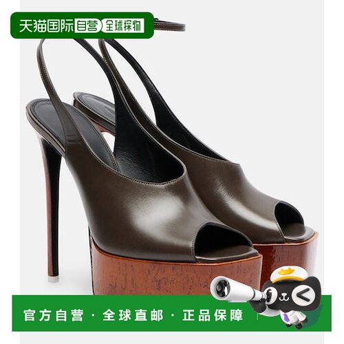 香港直邮The Attico 女士 Ornella 皮质防水台高跟鞋露跟浅口鞋