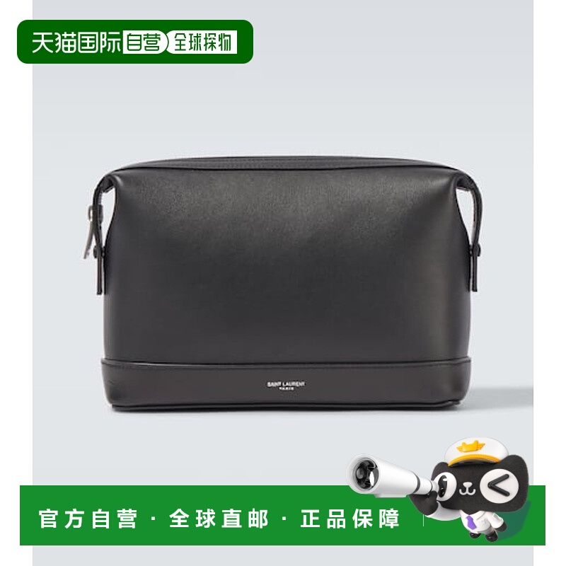 1h可退 香港直邮Saint Laurent 圣罗兰 男士 小号徽标皮革手包