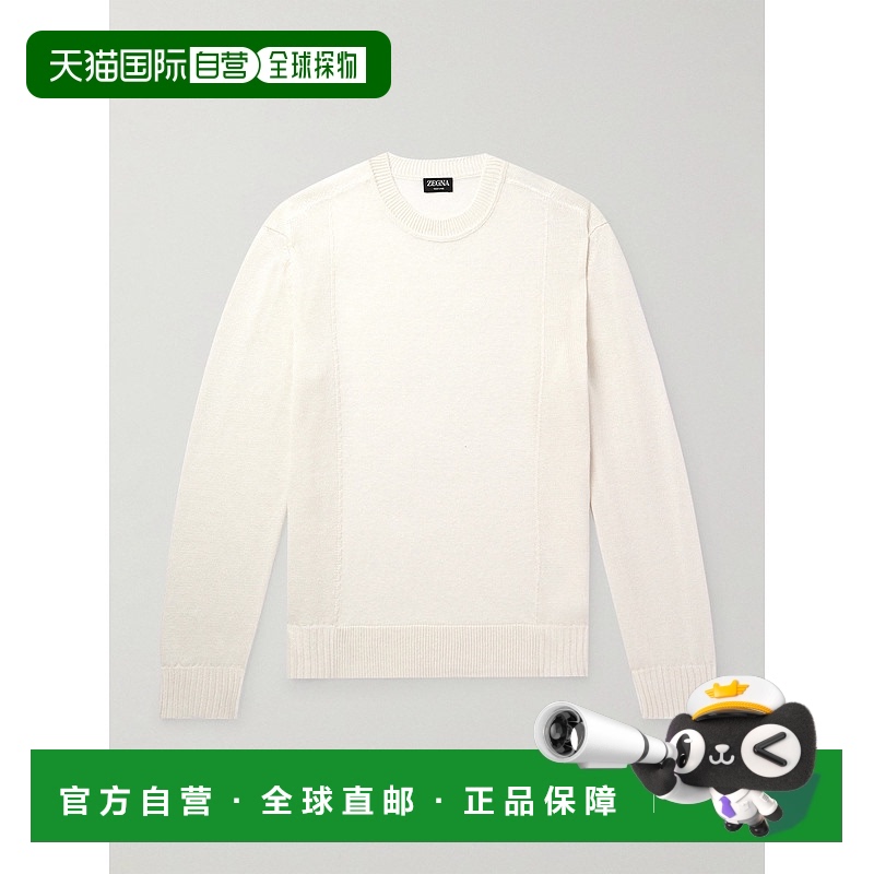 香港直邮zegna 杰尼亚 男士 亚麻真丝混纺毛衣 UDF62A7110N01