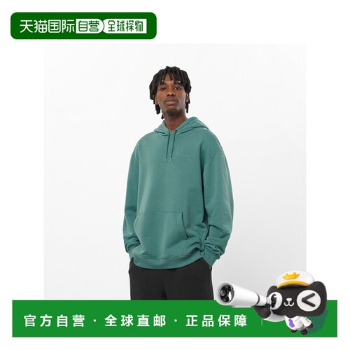 自营欧洲直邮Salomon萨洛蒙 LOGO PRIDE男士湖绿色棉质连帽卫衣