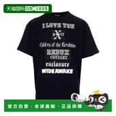 香港直邮Raf 男士 Simons 1h可退 拉夫 西蒙 黑色标语印花短袖 Tee