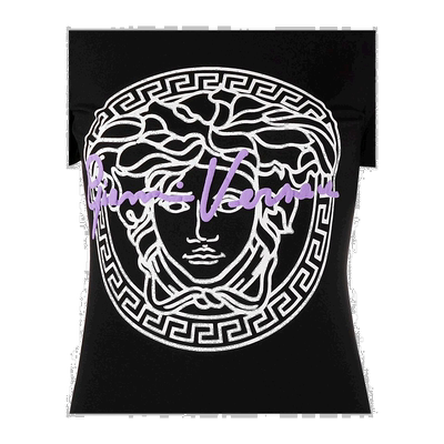 香港直邮Versace 黑色Medusa 图案T恤 A88682A213311短袖范思哲