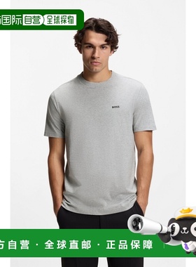 自营欧洲直邮Hugo Boss 男士珍珠灰色棉圆领短袖T恤