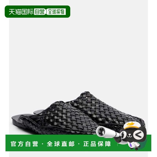 1h可退 香港直邮The Row 女士 编织皮质凉拖 F1872L836 black黑色
