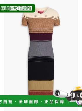 1h可退 香港直邮Staud 女士 Colleen 拼色罗纹针织连衣裙 4102746