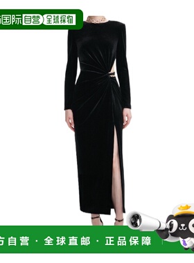 1h可退 香港直邮Self-Portrait 天鹅绒缀饰中长连衣裙 AW25128M