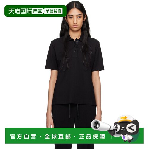 香港直邮Moncler 盟可睐 女士 黑色徽标刺绣 Polo 衫 J20938A0000