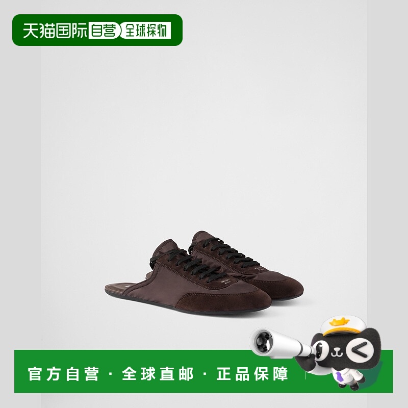 自营欧洲直邮Prada普拉达 Re-Nylon女士咖啡色再生聚酯纤维丝印标