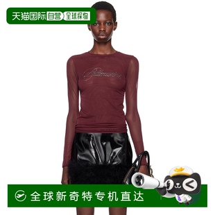 Embroidery 香港直邮Blumarine 酒红色 女士 Rhinestone 蓝色情人