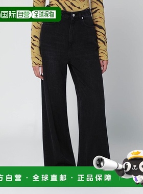 香港直邮GANNI 甘尼 女士 WASHEDEFFECT 黑色宽松牛仔裤 J1853698