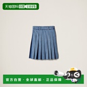 2025新品 欧洲直邮MIU MIU 百褶牛仔裙裙子半身裙百褶裙a字裙