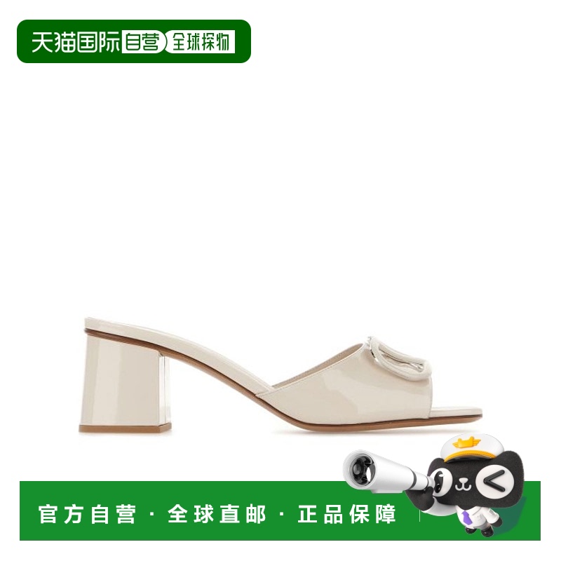 香港直邮VALENTINO VLogo方头高跟凉鞋 Women crov华伦天奴粗跟
