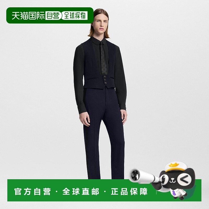 自营1h可退 欧洲直邮LV路易威登 男士深海军蓝羊毛logo标识纽扣马