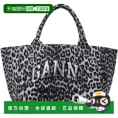 香港直邮GANNI 甘尼 女士 1h可退 粉色中号豹纹托特包 B2110