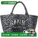 香港直邮GANNI 甘尼 女士 1h可退 粉色中号豹纹托特包 B2110