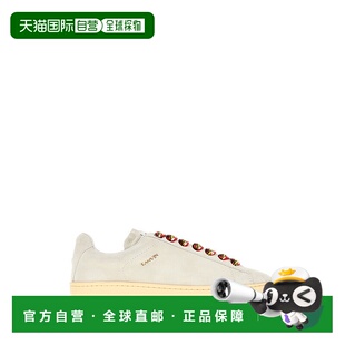1h可退 香港直邮Lanvin 朗雯 女士 Curb 白垩色绒面革精简版运动