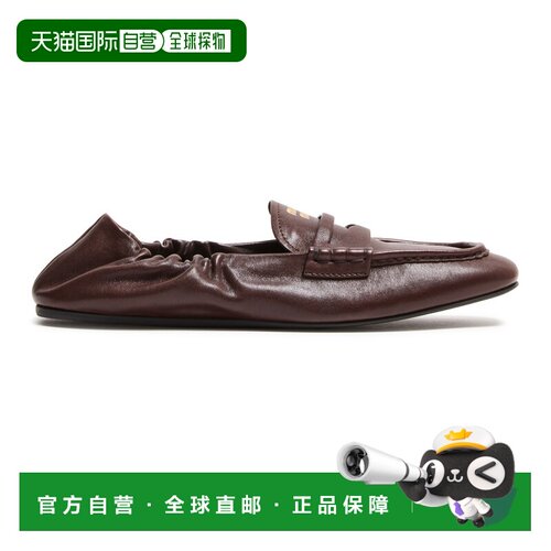 自营欧洲直邮MIU MIU缪缪 女士棕色皮革乐福鞋
