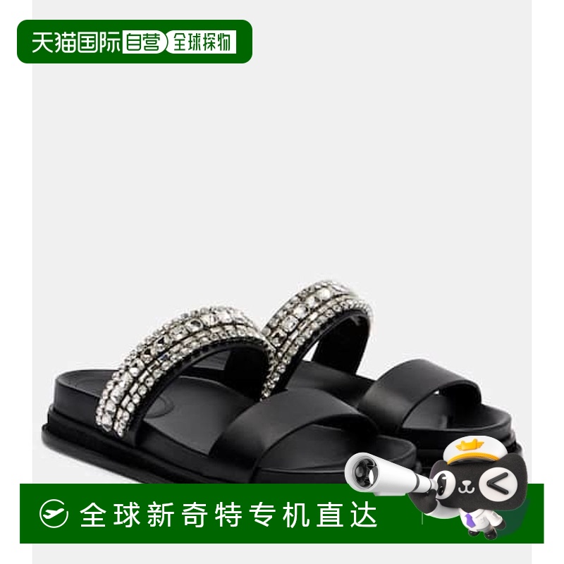 1h可退 香港直邮Jimmy Choo 周仰杰 女士 Jadi 水晶装饰皮质凉拖