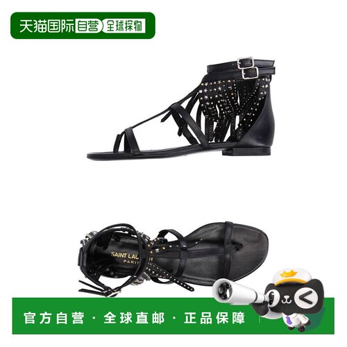 1h可退 香港直邮Saint Laurent 圣罗兰 女士 人字拖 black黑色 舒