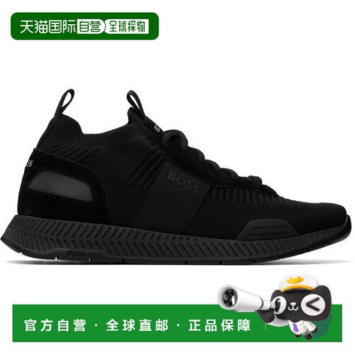 1h可退 香港直邮BOSS 波士 男士 黑色 Suede Trim Knitted Upper