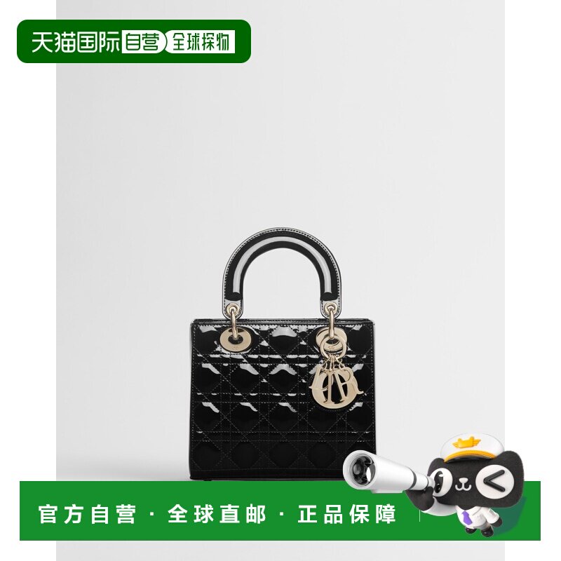 自营1h可退 欧洲直邮Dior迪奥 Lady Dior 女士黑色小牛皮手提包