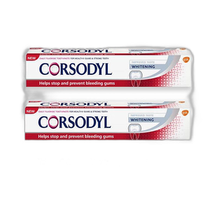 欧洲直邮英国CORSODYL牙膏预防牙龈出血含氟清新口气美白固齿*2支