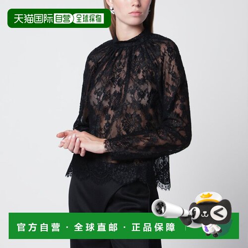 1h可退 香港直邮Self-Portrait 女士 高领蕾丝长袖衫(黑色) PF260