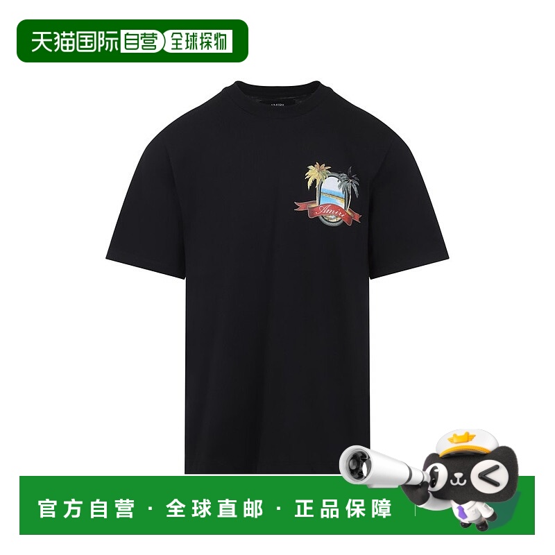 1h可退 香港直邮AMIRI 男士 Ma Paradise 圓領 T 卹 AMJYTE1217黑