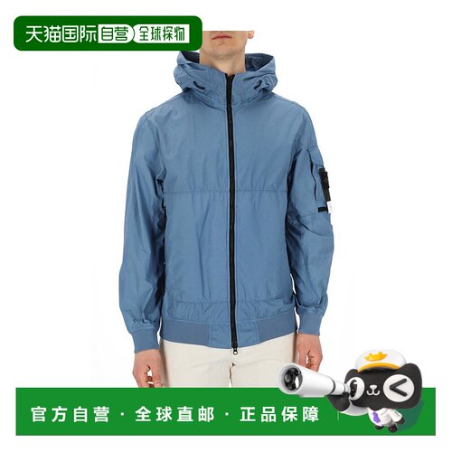 香港直发STONE ISLAND男士蓝色徽标拉链长袖连帽夹克761540632