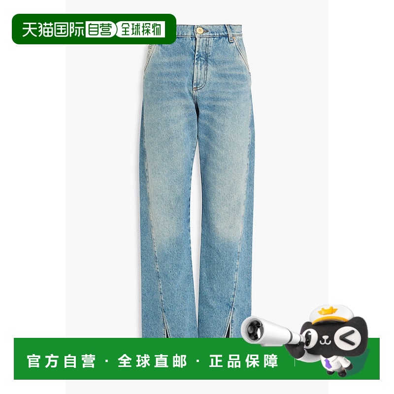 香港直邮Balmain 巴尔曼 女士 徽标牛仔裤 AF0ML061DC99直筒裤